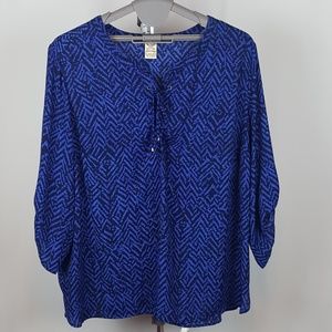 Black & Royal Blue Print Top